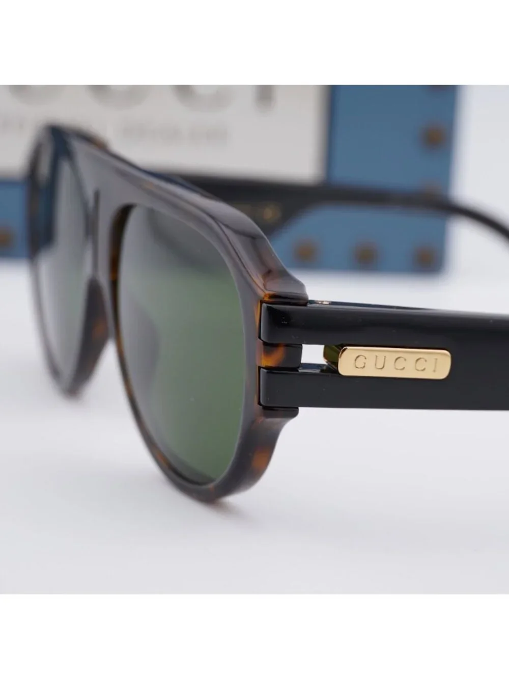 Gucci GG0665S 004 Aviator Sunglasses - Havana / Green
